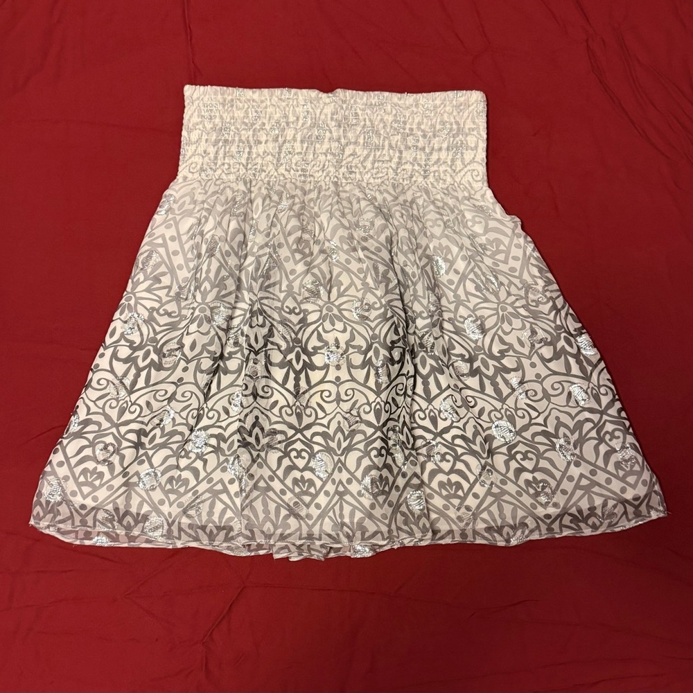 WHBM silk miniskirt metallic silver